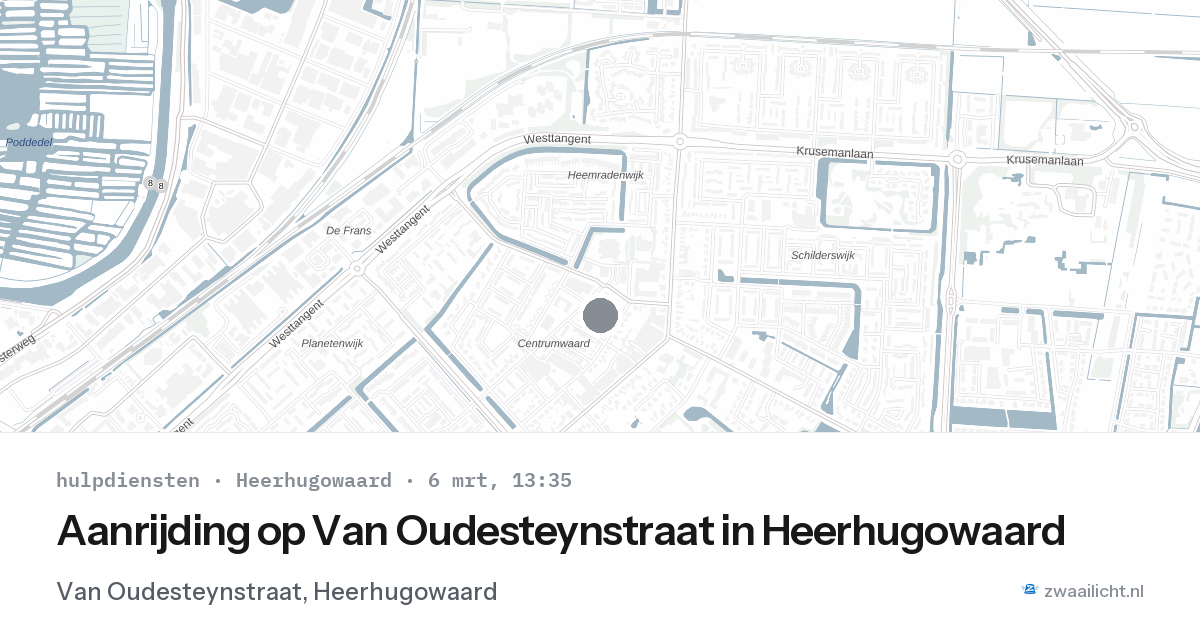 Aanrijding op Van Oudesteynstraat in Heerhugowaard — 6 mrt 2026