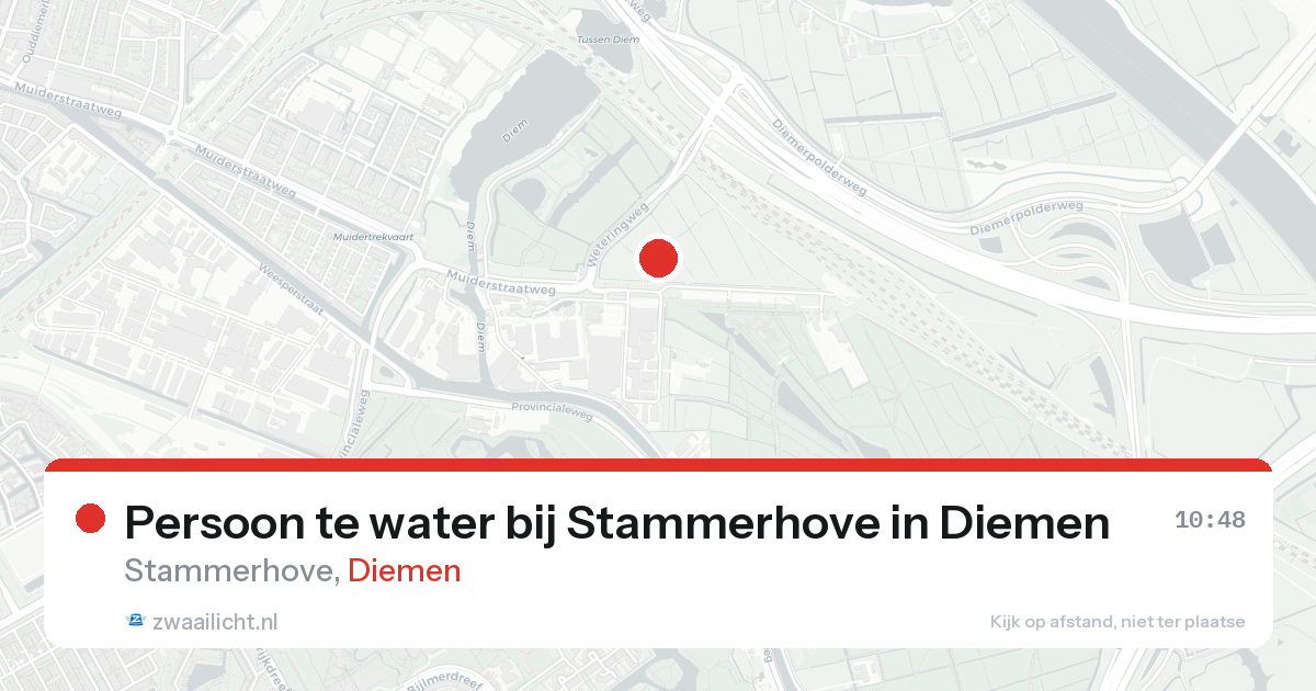 Persoon te water bij Stammerhove in Diemen — 16 aug 2026