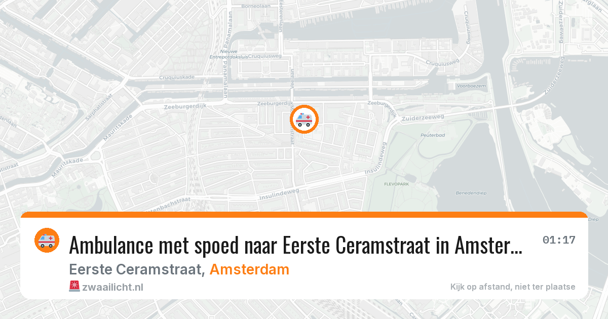 Ambulance met spoed naar Eerste Ceramstraat in Amsterdam — 13 aug 2026
