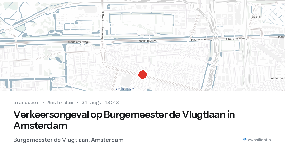 Verkeersongeval op Burgemeester de Vlugtlaan in Amsterdam — 31 aug 2026