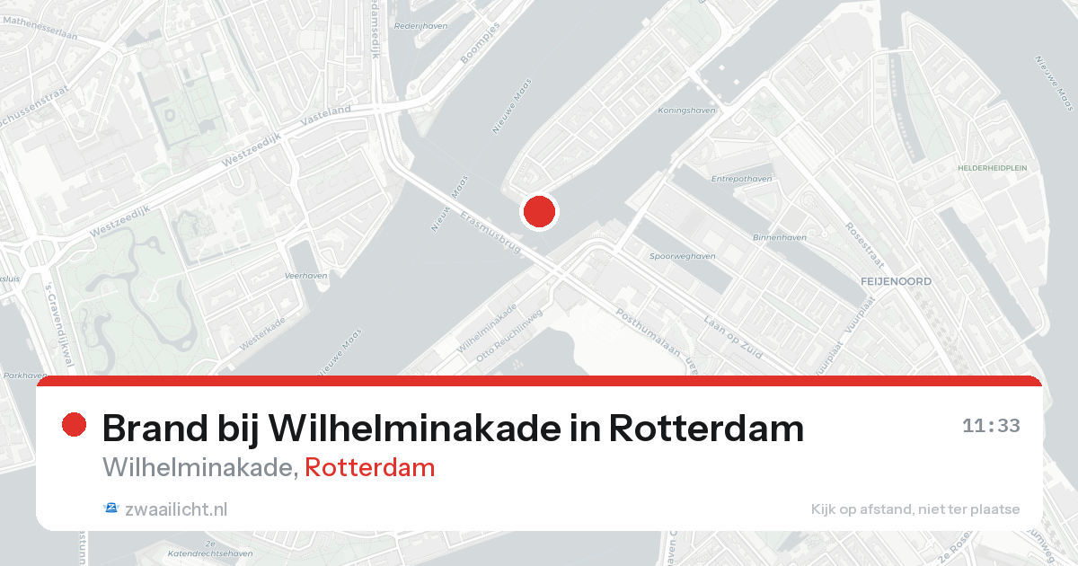 Brand bij Wilhelminakade in Rotterdam — 15 aug 2026