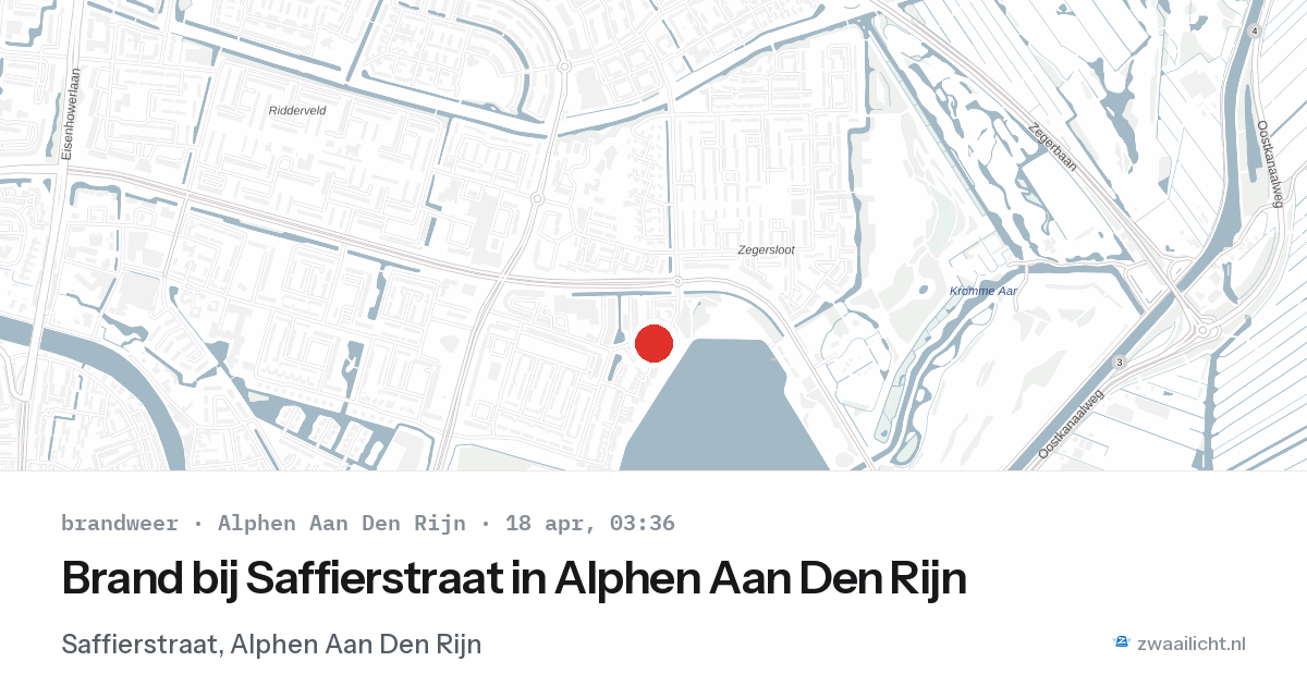 Brand bij Saffierstraat in Alphen Aan Den Rijn — 18 apr 2026