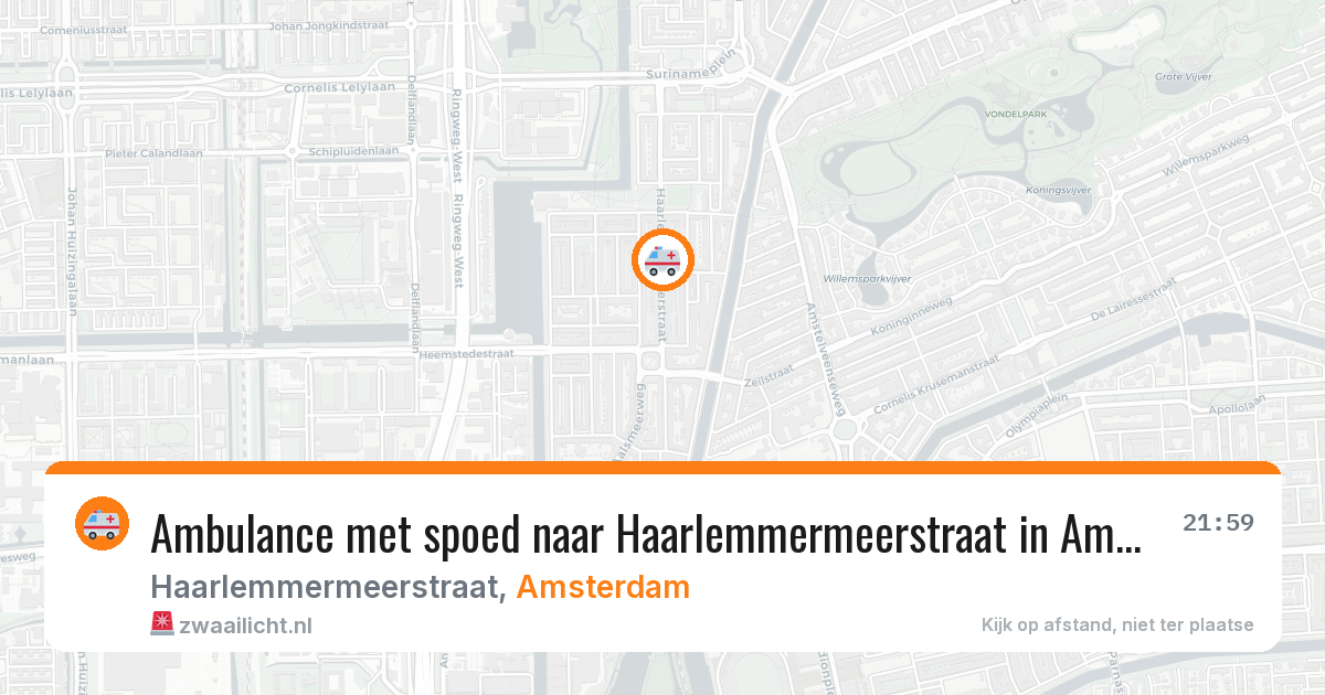 Ambulance met spoed naar Haarlemmermeerstraat in Amsterdam — 19 jun 2026