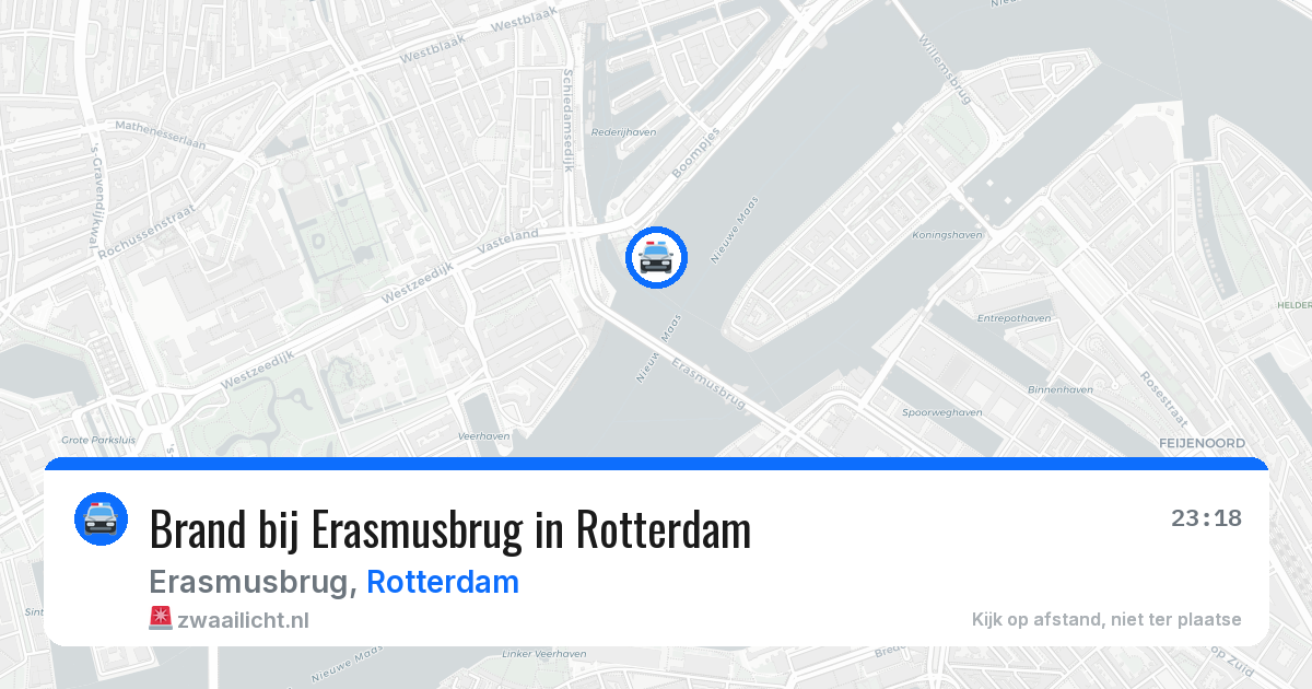 Brand bij Erasmusbrug in Rotterdam — 25 jun 2026