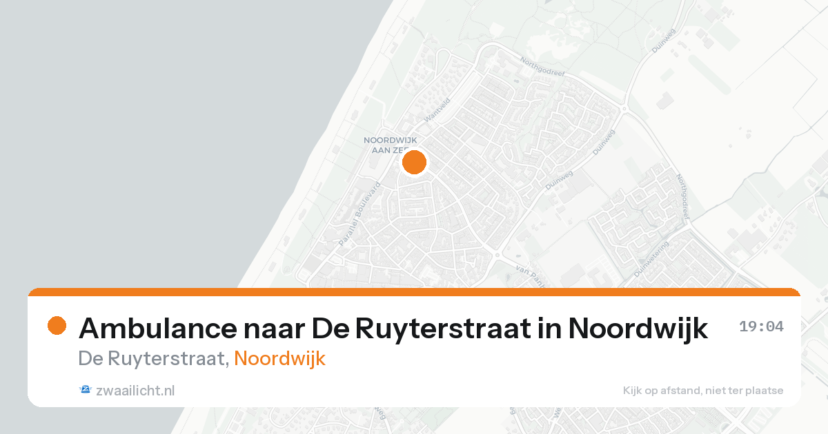 Ambulance naar De Ruyterstraat in Noordwijk — 22 aug 2026