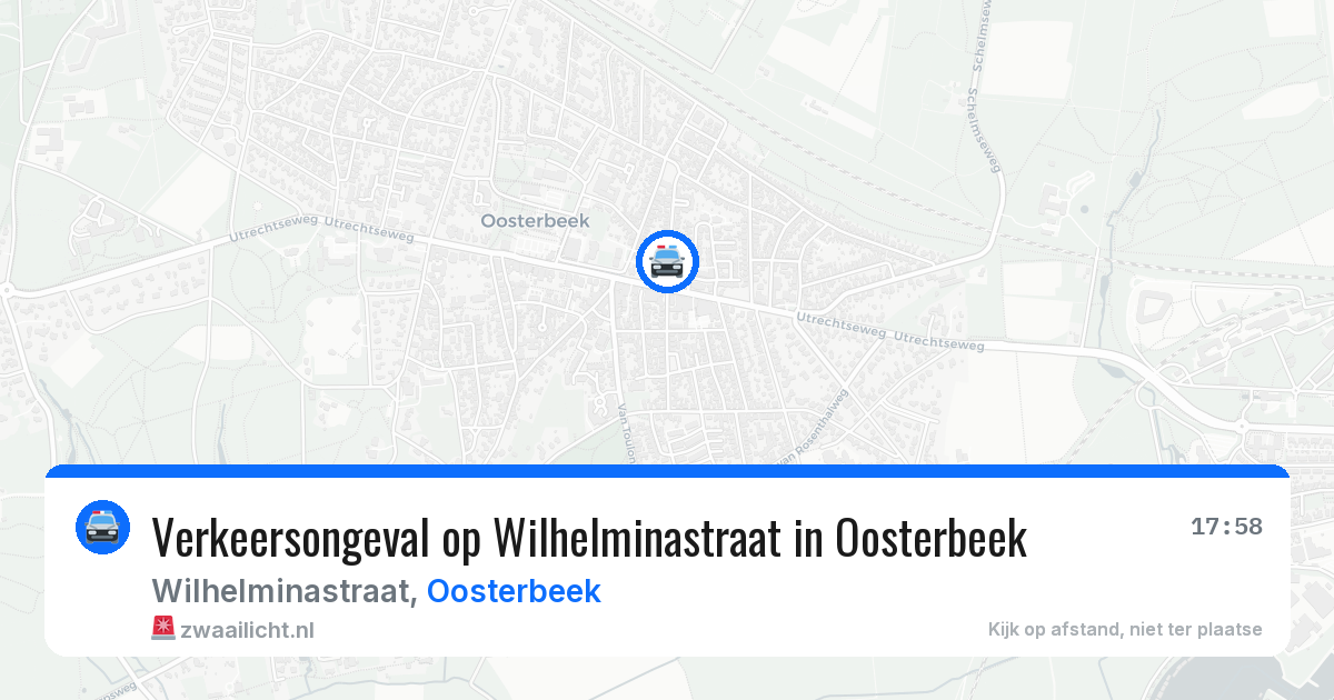 Verkeersongeval op Wilhelminastraat in Oosterbeek — 10 aug 2026