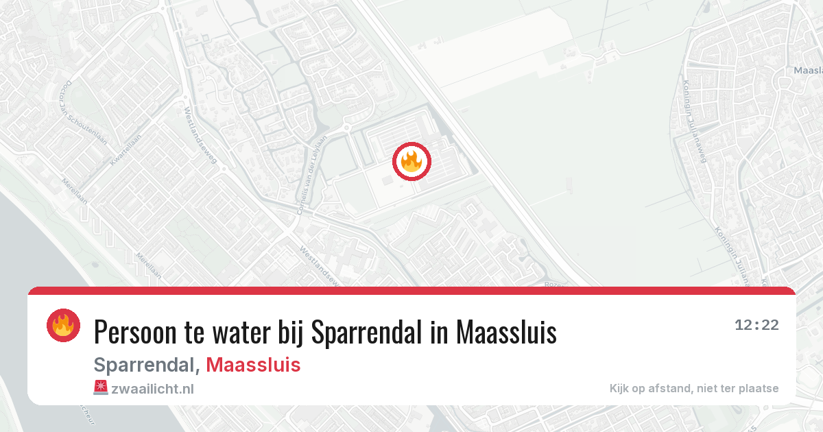 Persoon te water bij Sparrendal in Maassluis — 9 aug 2026