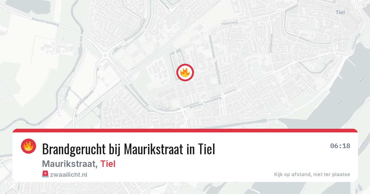 Brandgerucht bij Maurikstraat in Tiel — 30 jul 2026