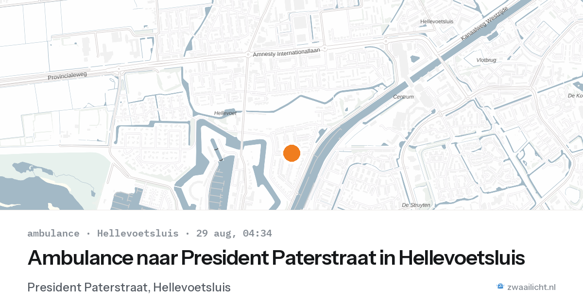 Ambulance naar President Paterstraat in Hellevoetsluis — 29 aug 2026