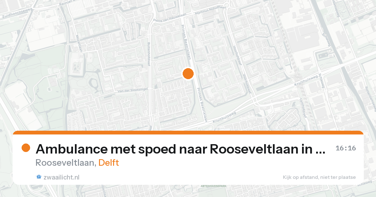 Ambulance met spoed naar Rooseveltlaan in Delft — 20 aug 2026