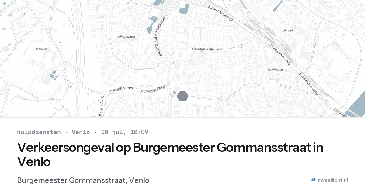 Verkeersongeval op Burgemeester Gommansstraat in Venlo — 10 jul 2026