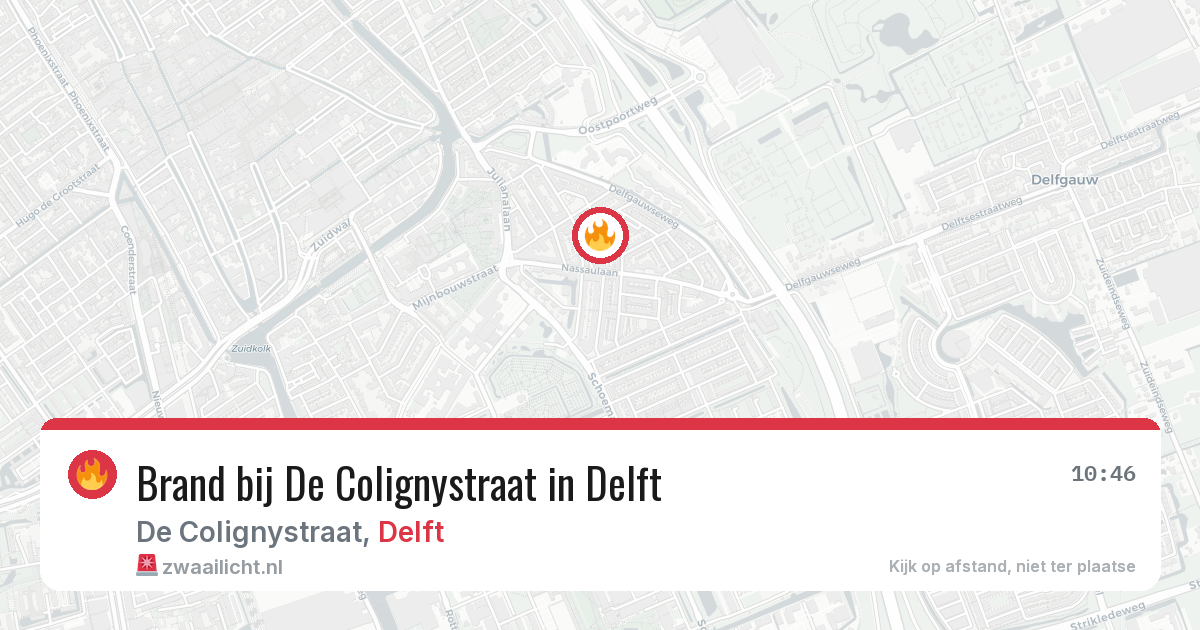 Brand bij De Colignystraat in Delft — 6 aug 2026