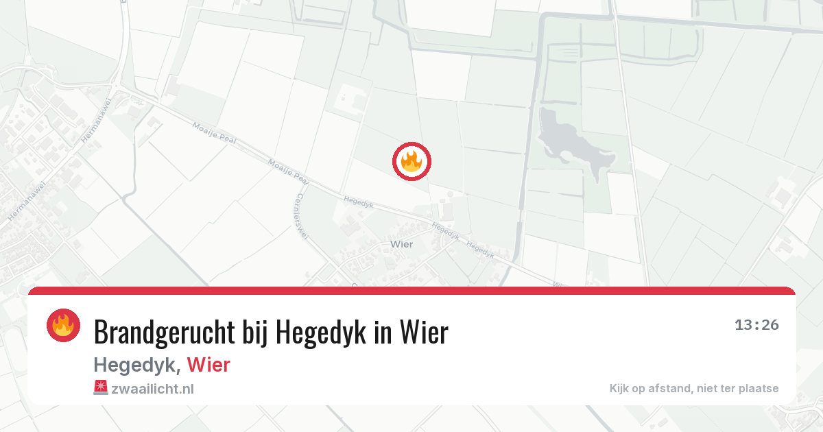 Brandgerucht bij Hegedyk in Wier — 6 mrt 2026