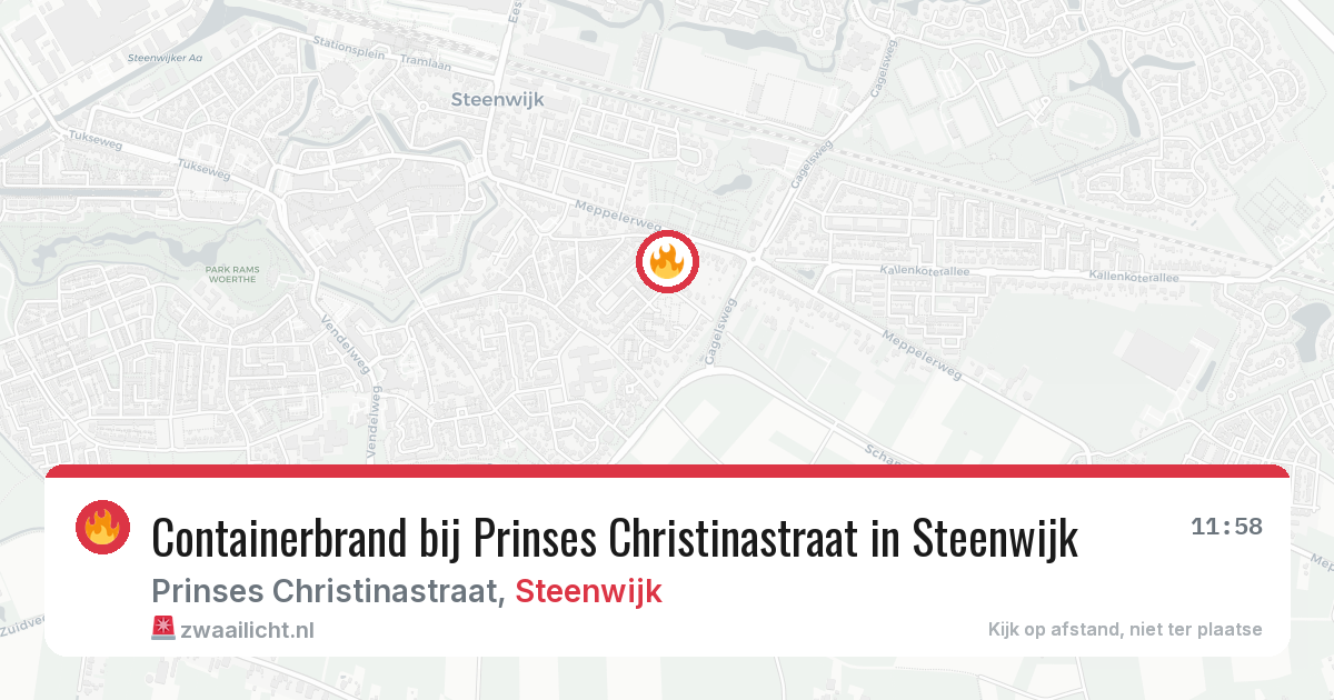 Containerbrand bij Prinses Christinastraat in Steenwijk — 2 apr 2026