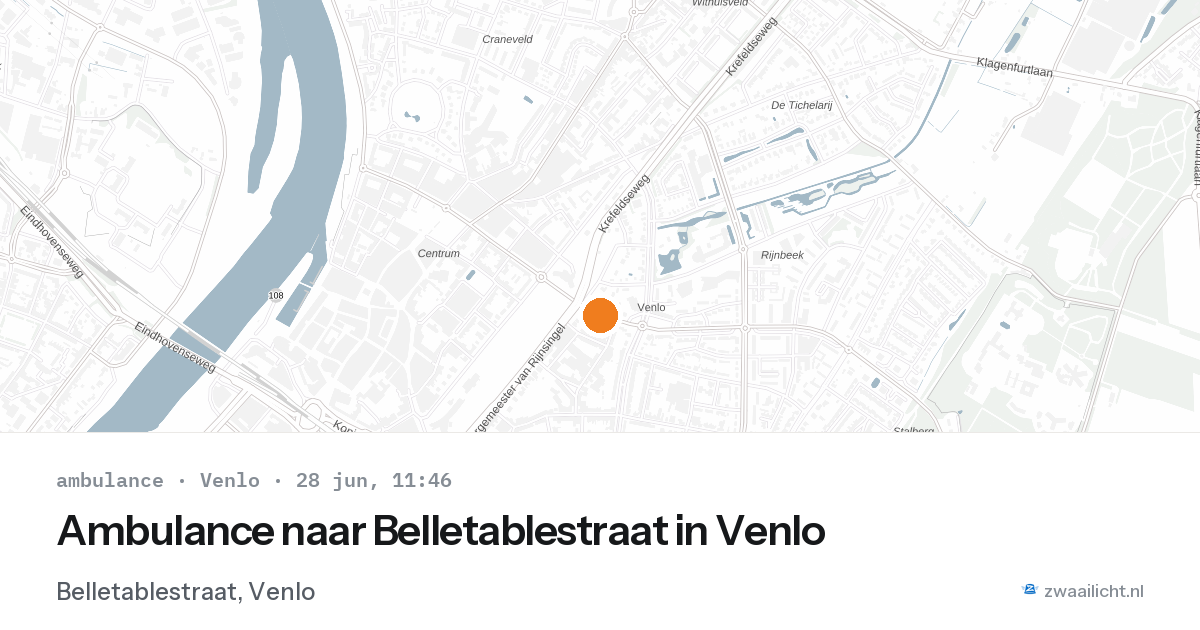 Ambulance naar Belletablestraat in Venlo — 28 jun 2026