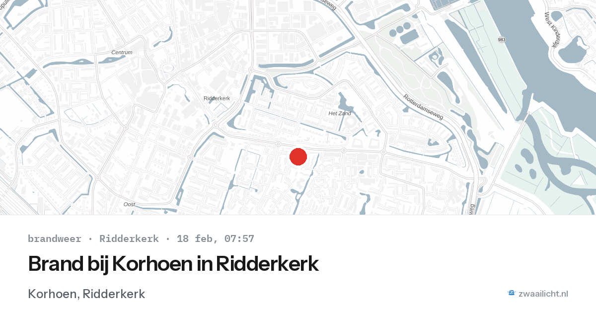 Brand bij Korhoen in Ridderkerk — 18 feb 2026