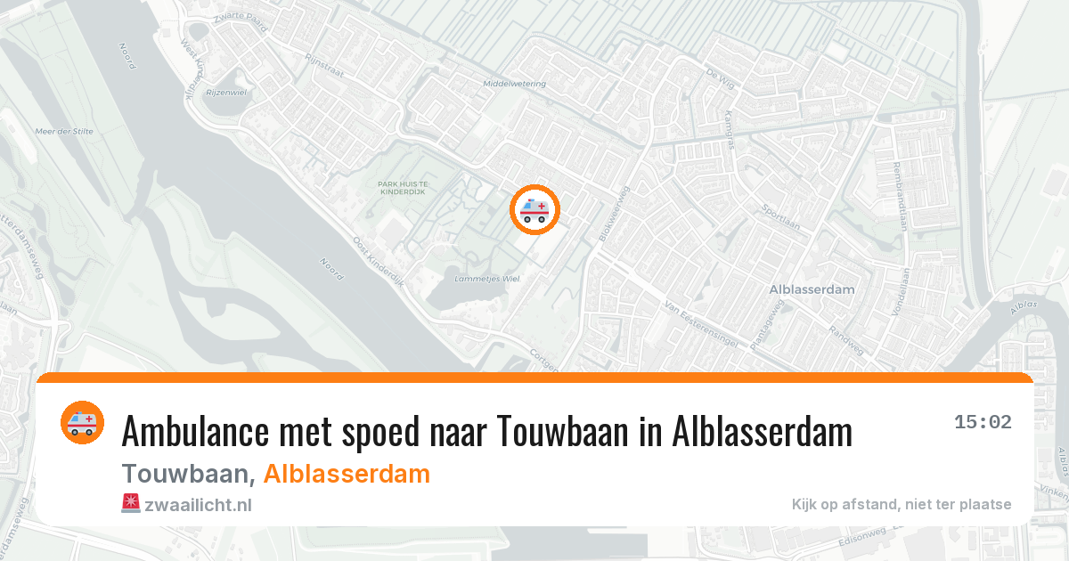 Ambulance met spoed naar Touwbaan in Alblasserdam — 7 mei 2026