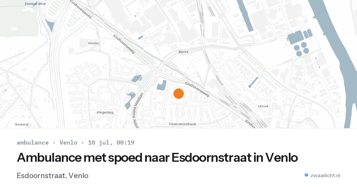 Ambulance met spoed naar Esdoornstraat in Venlo — 9 jul 2026