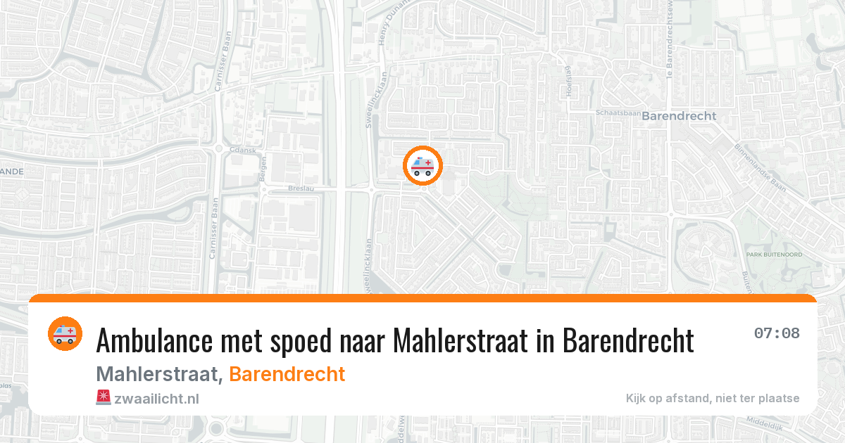 Ambulance met spoed naar Mahlerstraat in Barendrecht — 30 jul 2026