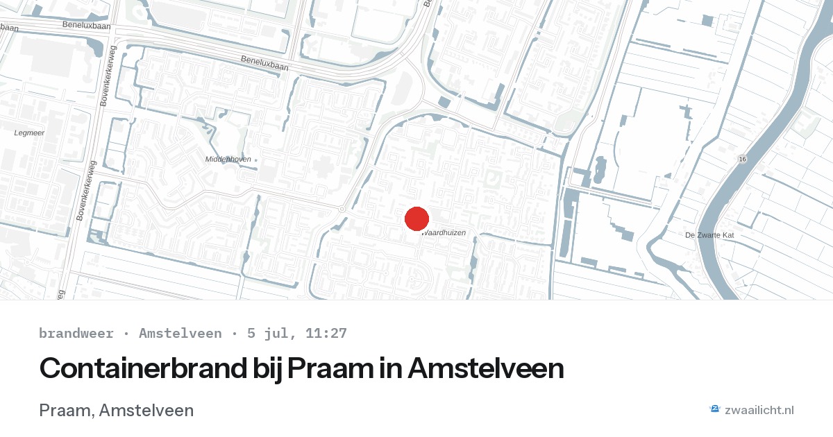 Containerbrand bij Praam in Amstelveen — 5 jul 2026