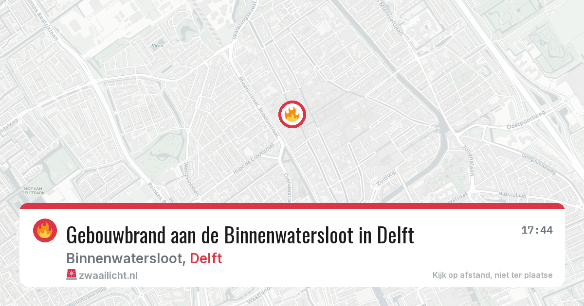 Gebouwbrand aan de Binnenwatersloot in Delft — 11 mrt 2026