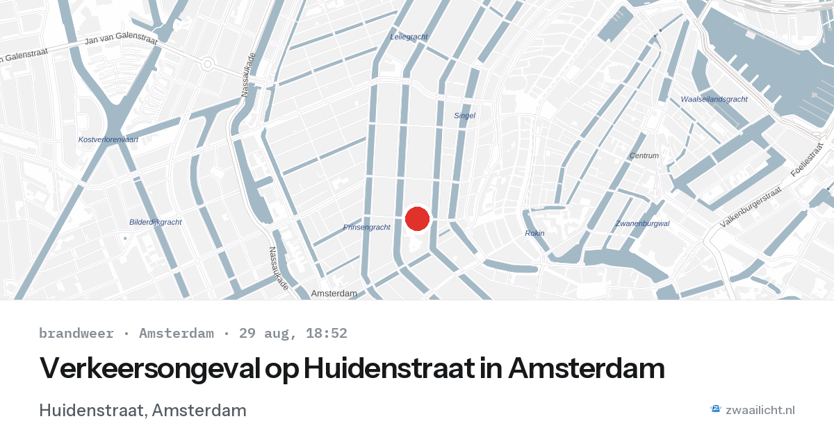 Verkeersongeval op Huidenstraat in Amsterdam — 29 aug 2026