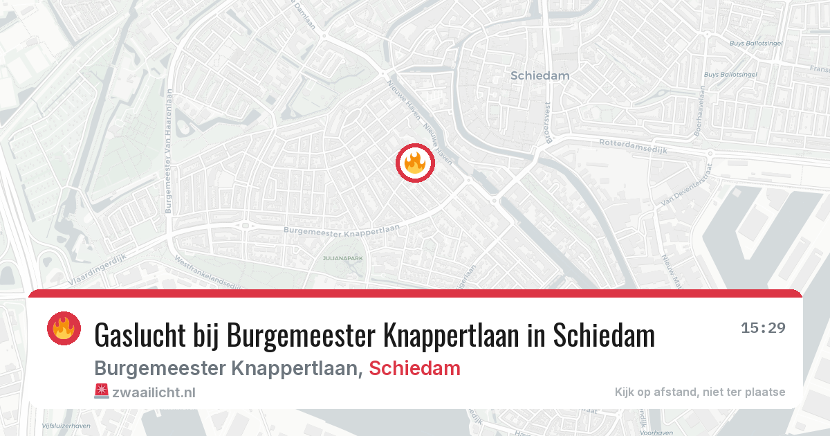 Gaslucht bij Burgemeester Knappertlaan in Schiedam — 16 jul 2026