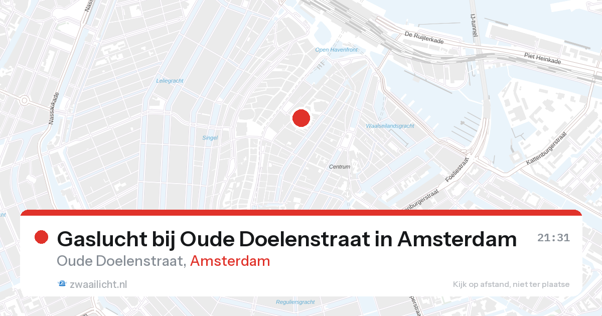 Gaslucht bij Oude Doelenstraat in Amsterdam — 26 aug 2026
