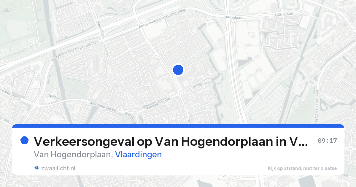 Verkeersongeval op Van Hogendorplaan in Vlaardingen — 25 aug 2026