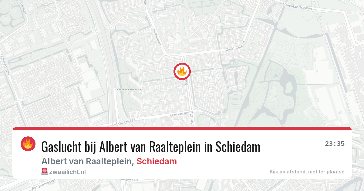 Gaslucht bij Albert van Raalteplein in Schiedam — 23 apr 2026
