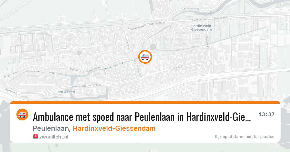 Ambulance met spoed naar Peulenlaan in Hardinxveld-Giessendam — 15 jun 2026