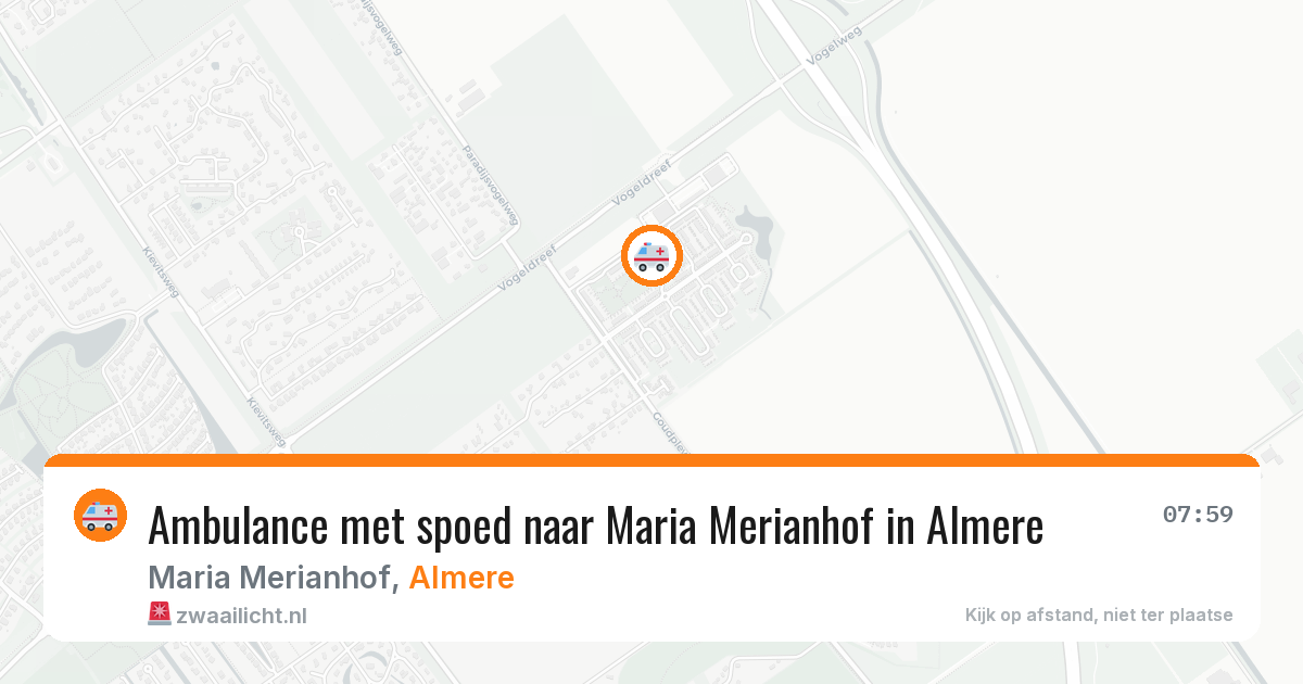Ambulance met spoed naar Maria Merianhof in Almere — 3 mei 2026