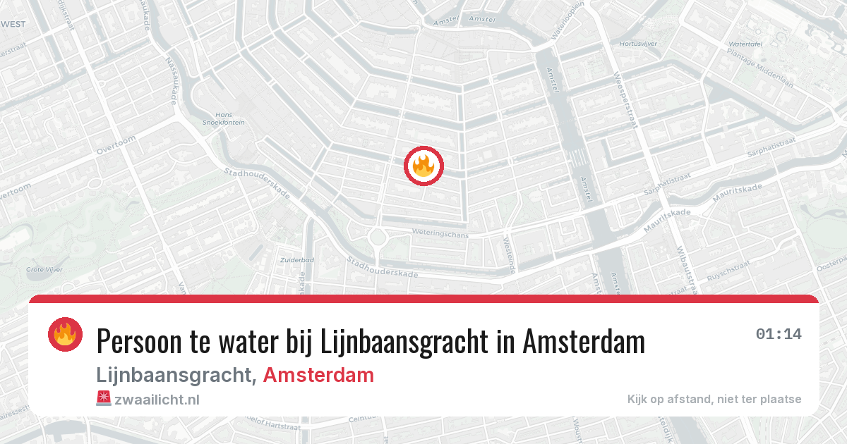 Persoon te water bij Lijnbaansgracht in Amsterdam — 5 jun 2026