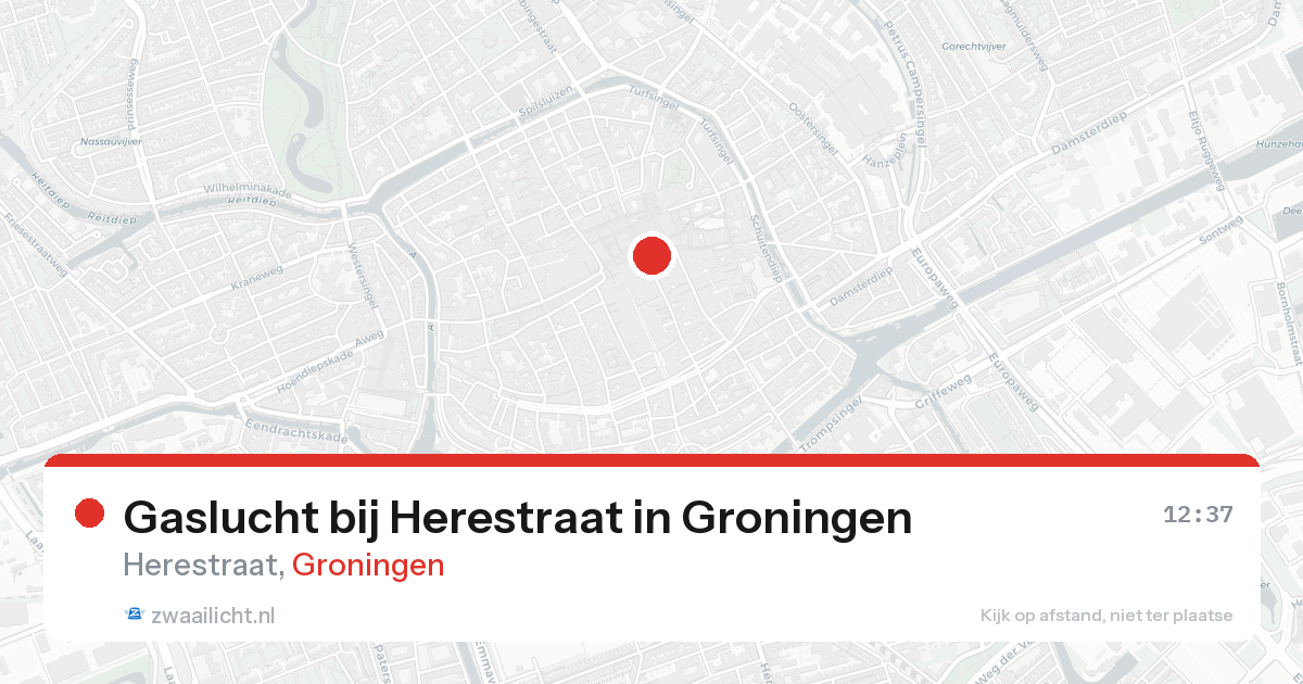 Gaslucht bij Herestraat in Groningen — 24 aug 2026