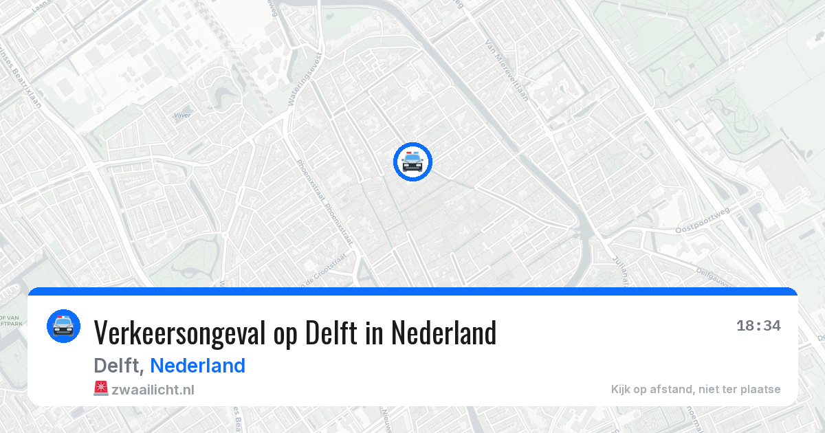 Verkeersongeval op Delft in Nederland — 6 jul 2026