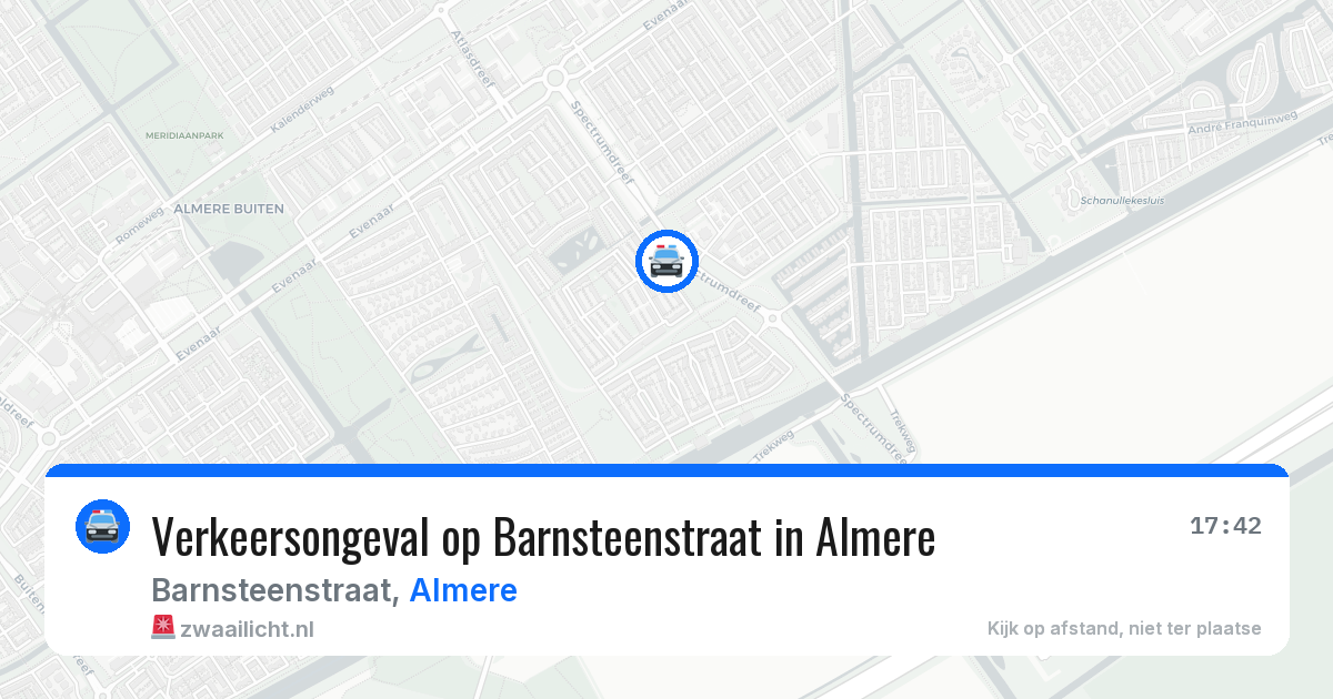 Verkeersongeval op Barnsteenstraat in Almere — 16 jul 2026