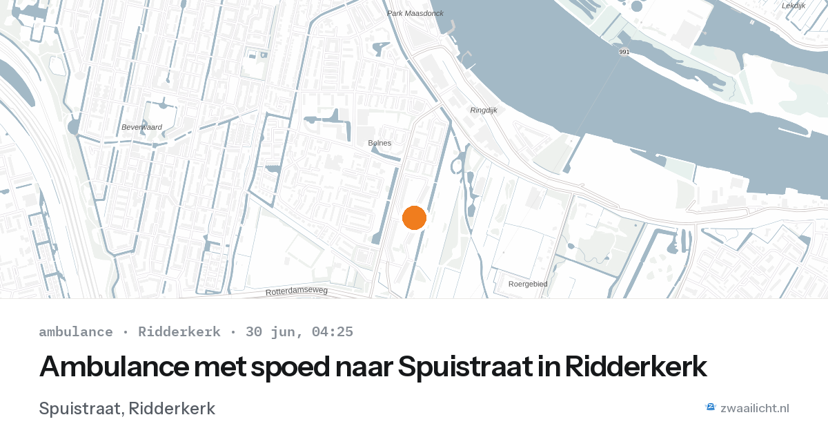 Ambulance met spoed naar Spuistraat in Ridderkerk — 30 jun 2026