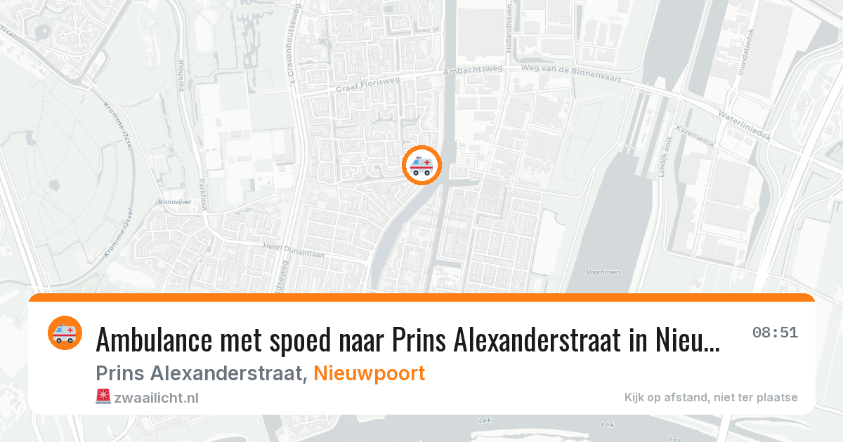 Ambulance met spoed naar Prins Alexanderstraat in Nieuwpoort — 24 mei 2026