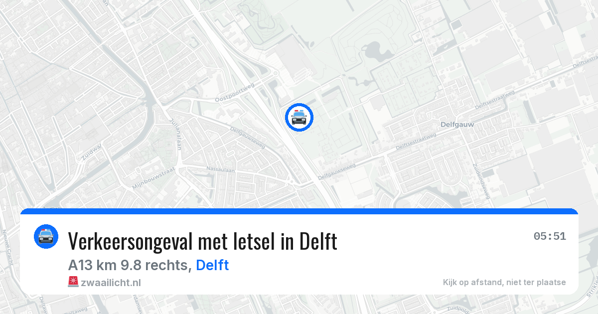 Verkeersongeval met letsel in Delft — 15 aug 2026