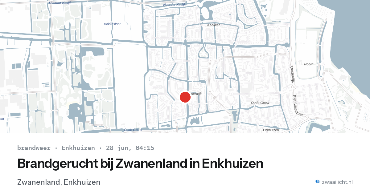 Brandgerucht bij Zwanenland in Enkhuizen — 28 jun 2026