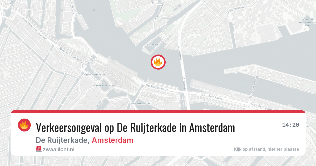 Verkeersongeval op De Ruijterkade in Amsterdam — 2 aug 2026