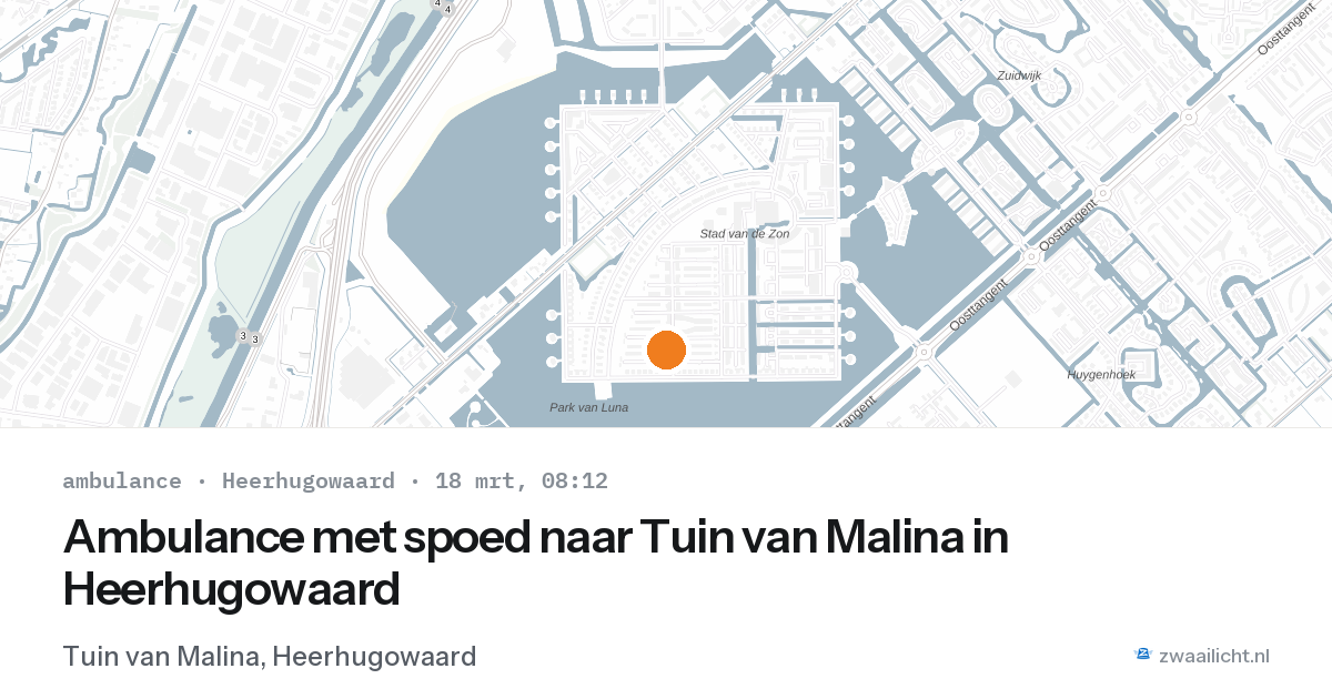 Ambulance met spoed naar Tuin van Malina in Heerhugowaard — 18 mrt 2026