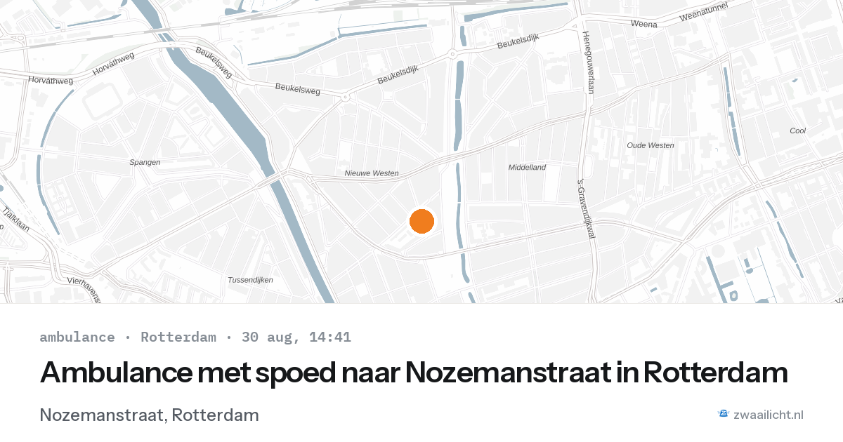 Ambulance met spoed naar Nozemanstraat in Rotterdam — 30 aug 2026