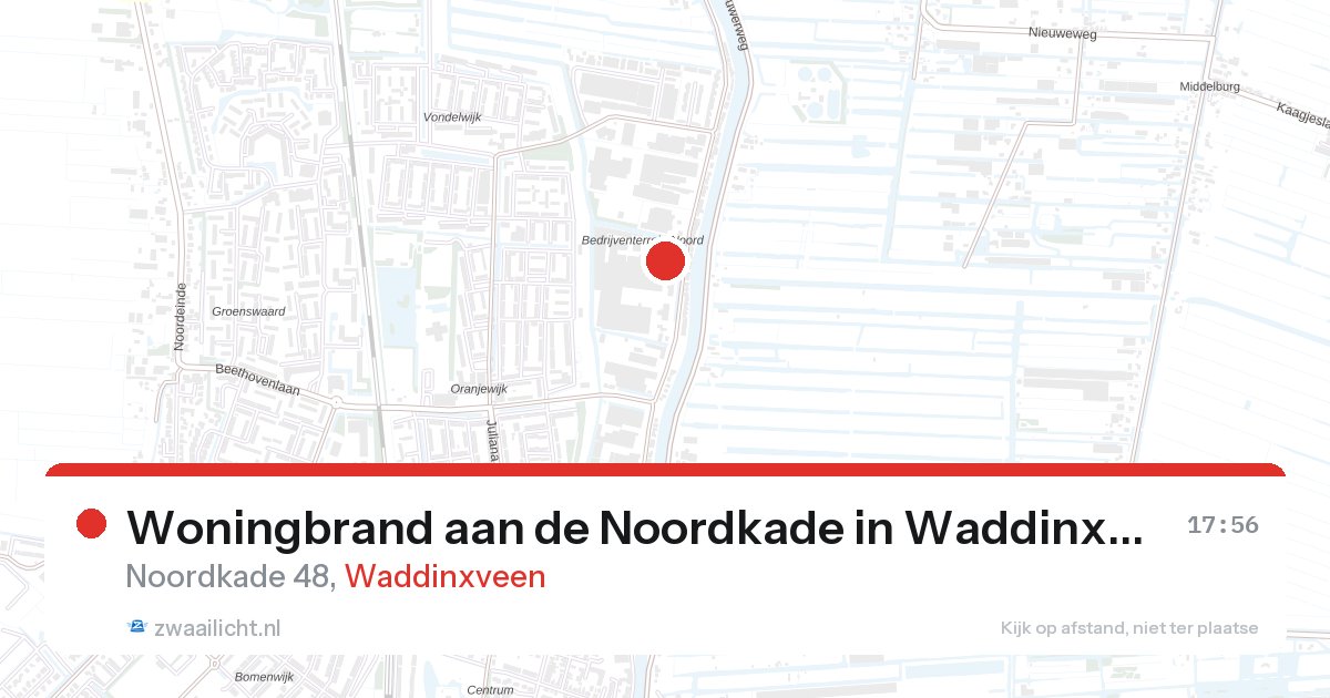 Woningbrand aan de Noordkade in Waddinxveen — 19 jun 2026