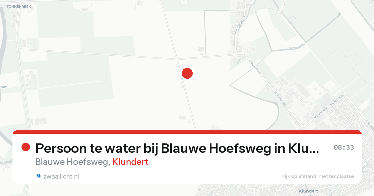 Persoon te water bij Blauwe Hoefsweg in Klundert — 16 aug 2026