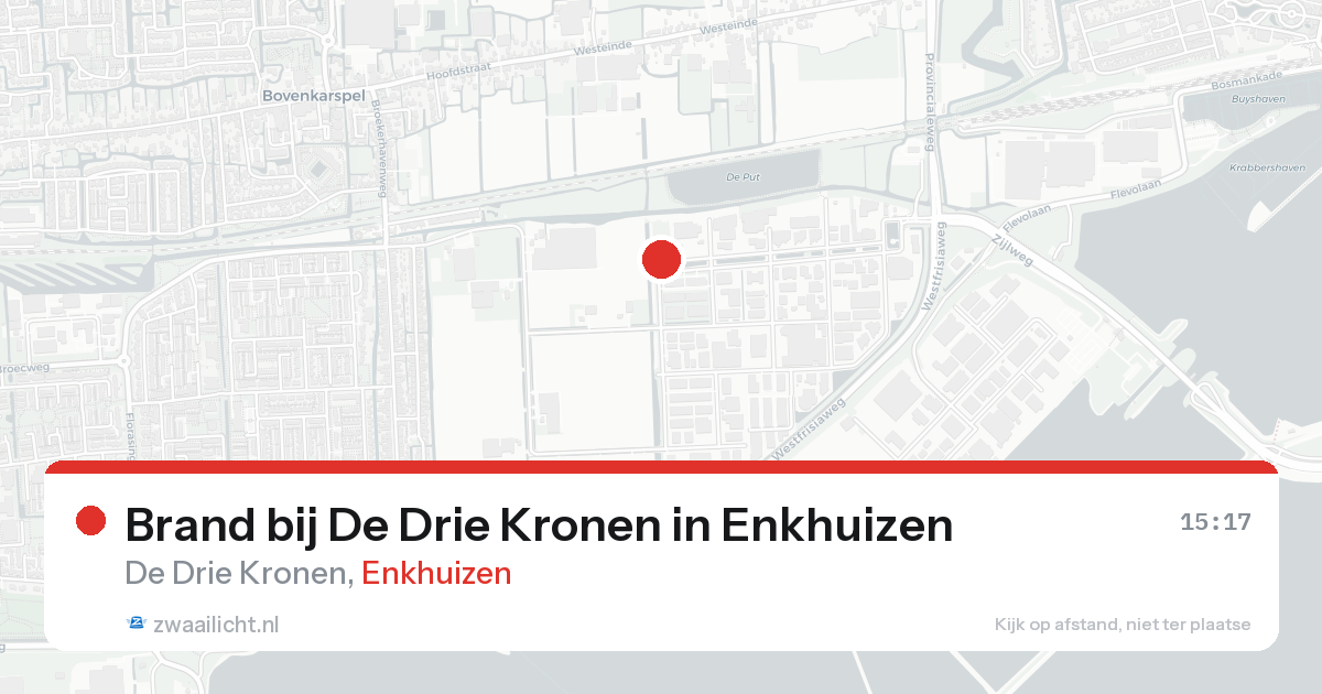 Brand bij De Drie Kronen in Enkhuizen — 19 aug 2026