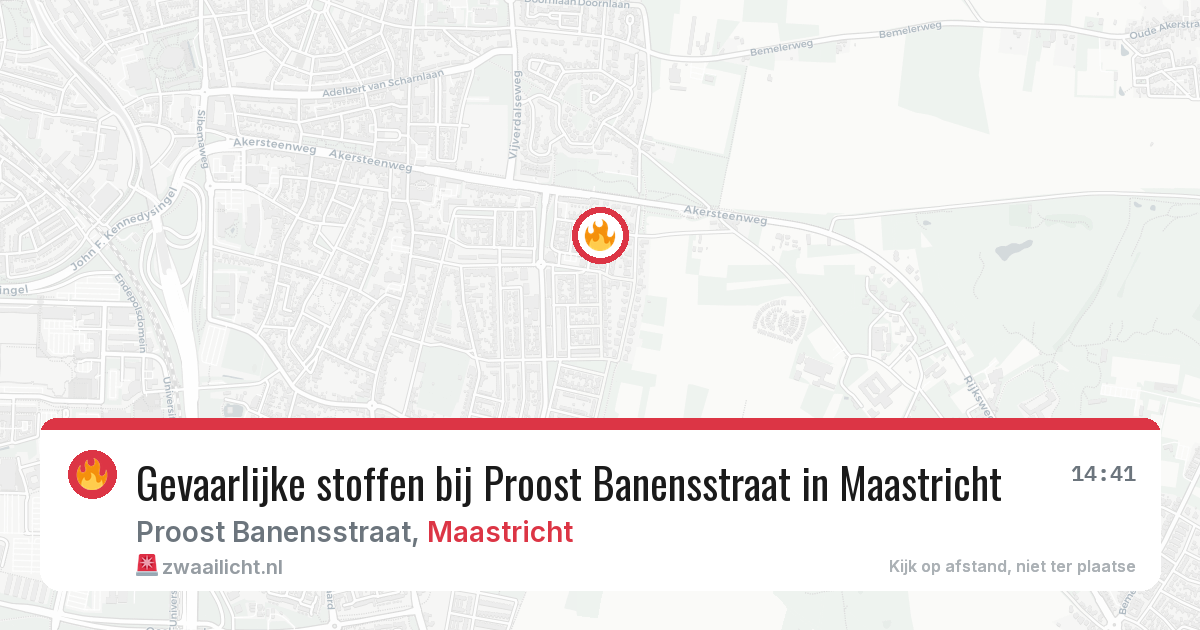 Gevaarlijke stoffen bij Proost Banensstraat in Maastricht — 26 jun 2026
