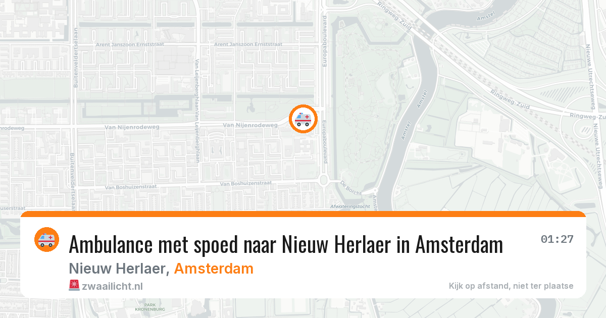Ambulance met spoed naar Nieuw Herlaer in Amsterdam — 10 mei 2026
