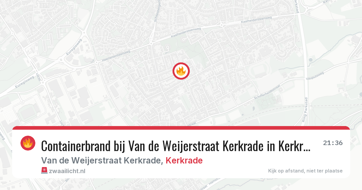 Containerbrand bij Van de Weijerstraat Kerkrade in Kerkrade — 27 jul 2026
