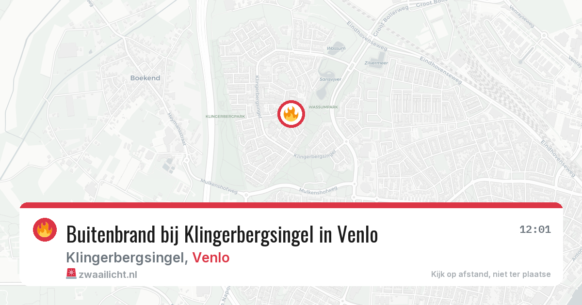 Buitenbrand bij Klingerbergsingel in Venlo — 9 aug 2026